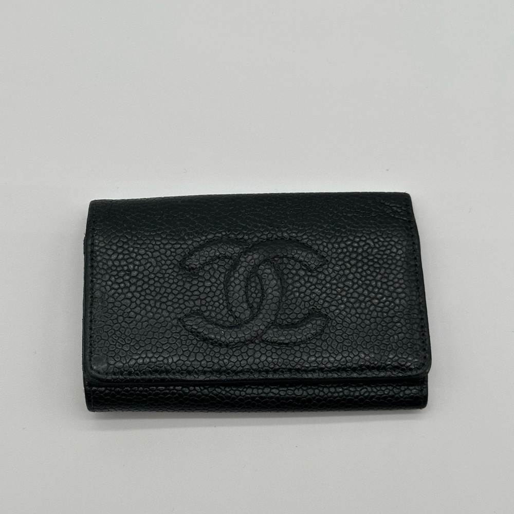 Vintage black leather Chanel key holder/wallet